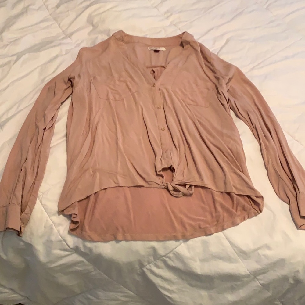 Blush Button Up Long Sleeve Blouse